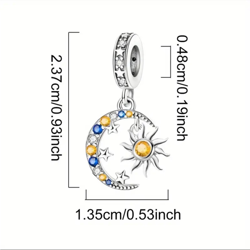 925 Moon Sun & Stars Charm For Pandora Bracelets & Most Others-NEW - Picture 2 of 4